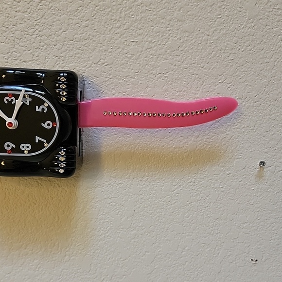Jeweled Kit-Cat Klock clock SUPER RARE with pink bow tie & tail - Picture 6 of 6